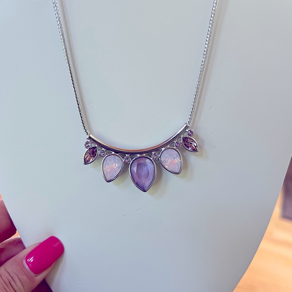 Touchstone Crystal Necklace pink and purple, new